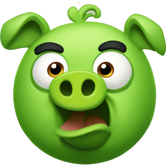 The green pig from Angry Birds, make it less bright and cartooney. I want a darker shade of green and minimilastic with only the face emoji