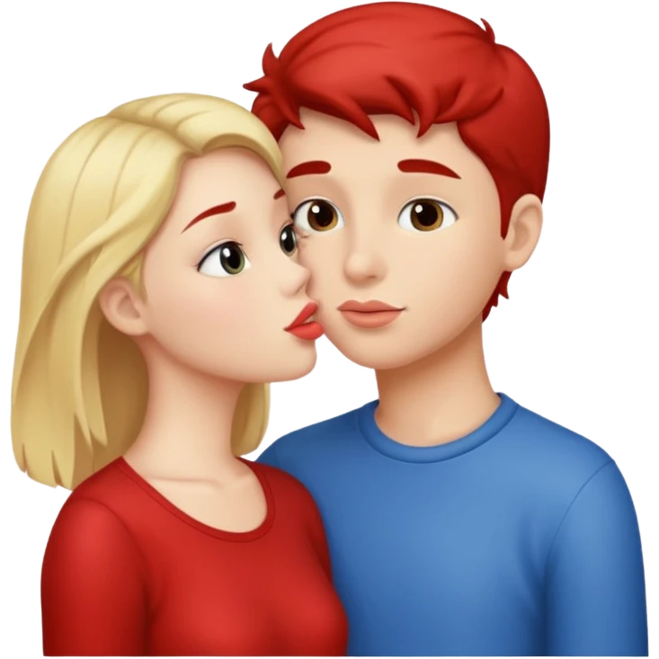 Girl and boy kissing each others lips  emoji