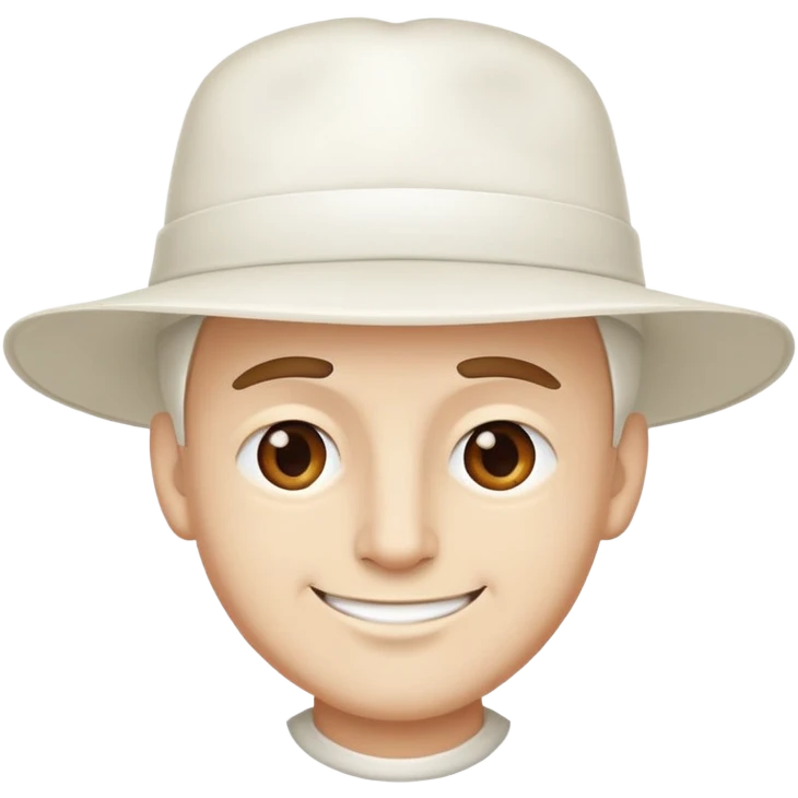 Man in white hat with a smirk emoji