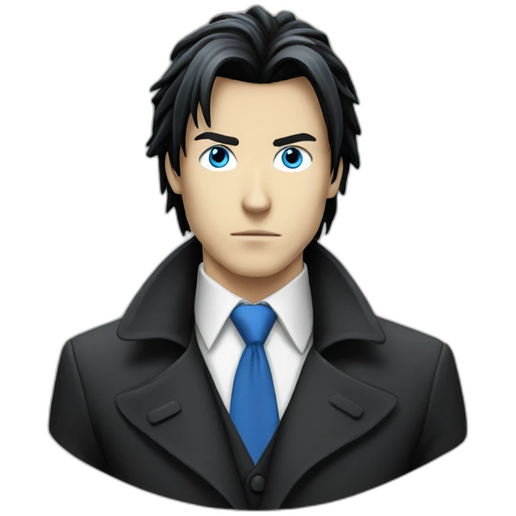 blue-eyes-man-with-hair-like-Death-Note-dressed-in-a-coat-with-tie-black-hair emoji