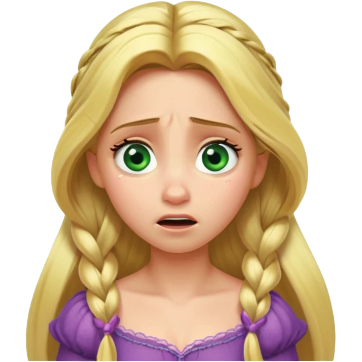 tangled disney rapunzel fair skin green eyes blonde hair horrified emoji
