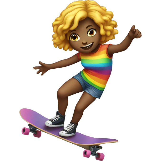 Rainbow girl on skateboard emoji