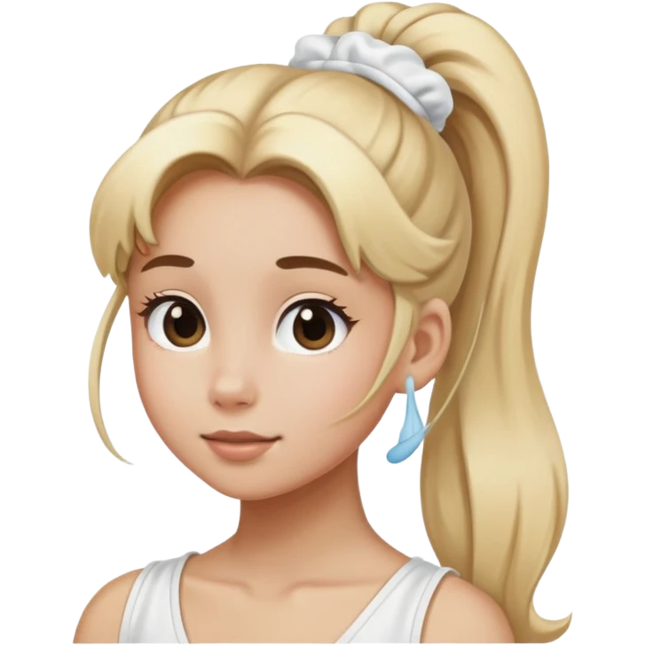 blonde girl with long pony tail in white scrunchie emoji
