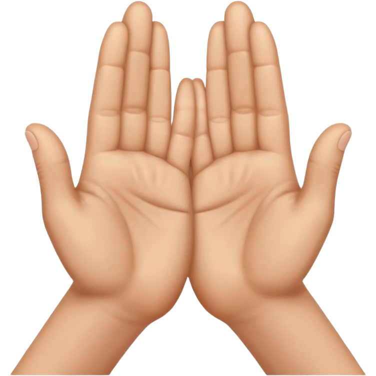 hands in a praying gesture, POV view, thumbs facing forward emoji