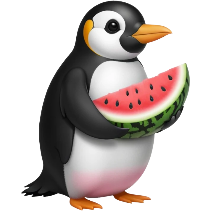 penguin eating watermelon emoji