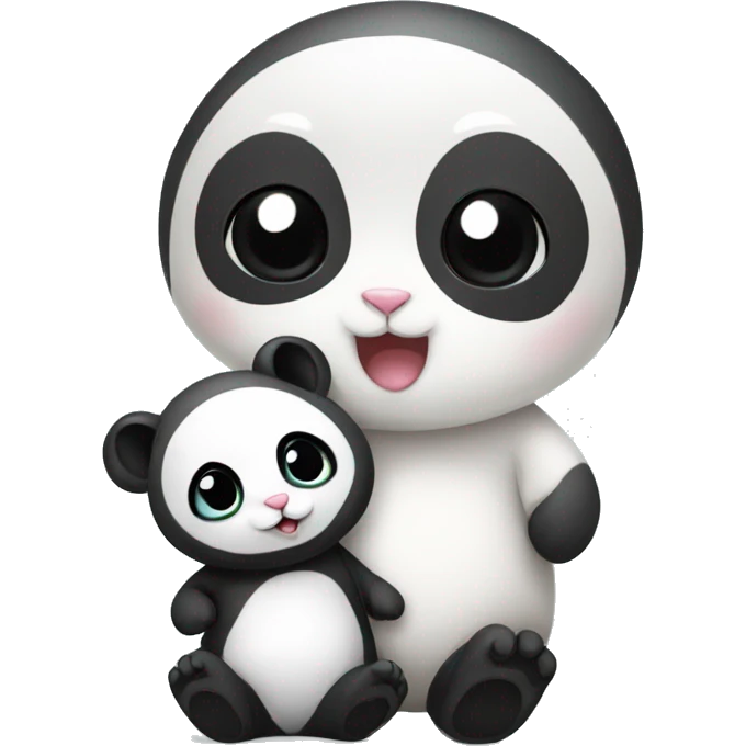 Bunny and baby panda together  emoji