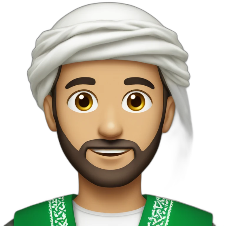 A young Arab man with a light Gulf beard wearing a Saudi shemagh emoji