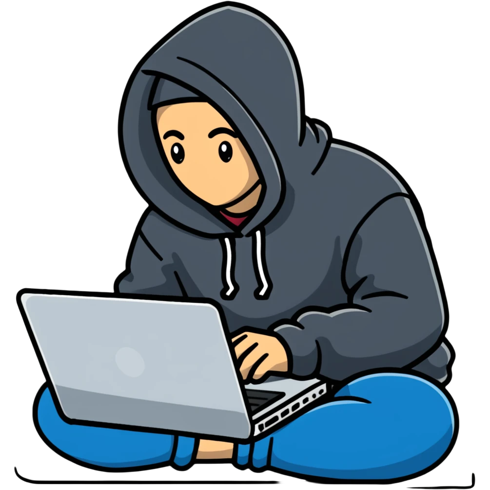 hacker with laptop wearing hoodie emoji