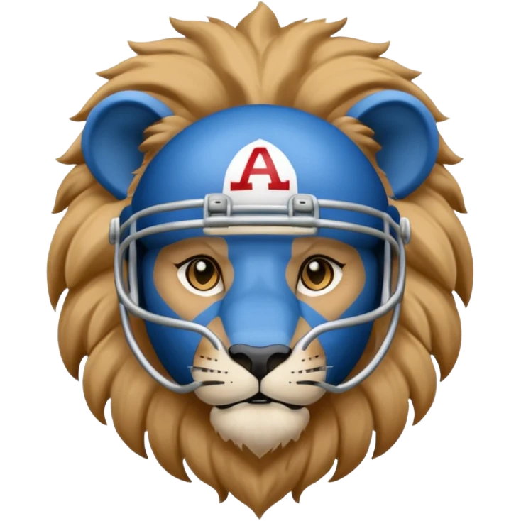 full blue color lion, wearing blue american football jersey emoji