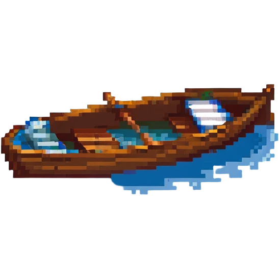 wooden rowboat with oars on water emoji