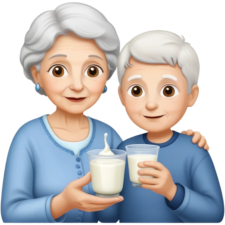 Grandmother offering yogurt to grandson emoji