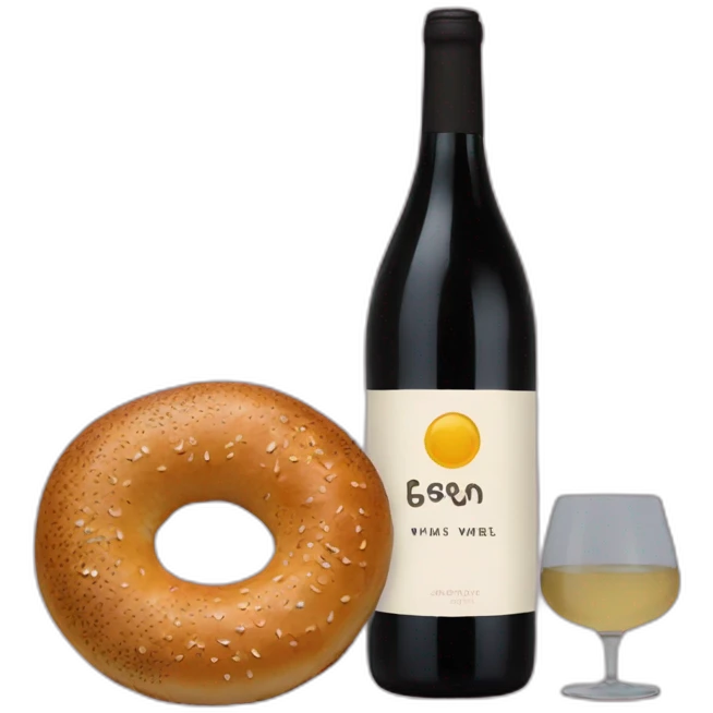 An everything bagel and a bottle of natural wine emoji