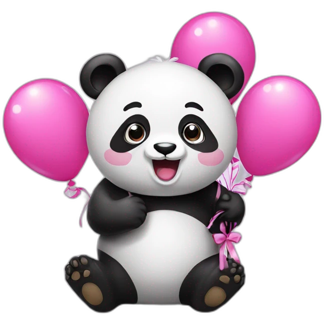 Panda with 5 pink balloon emoji