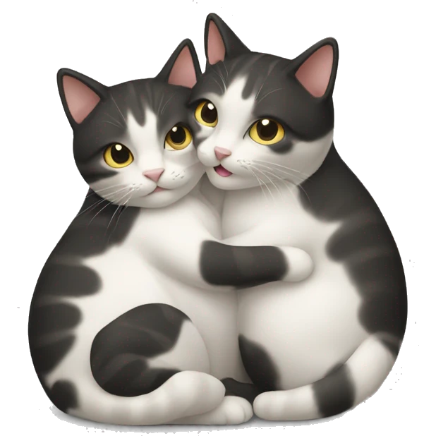 Two cats hugging each other  emoji
