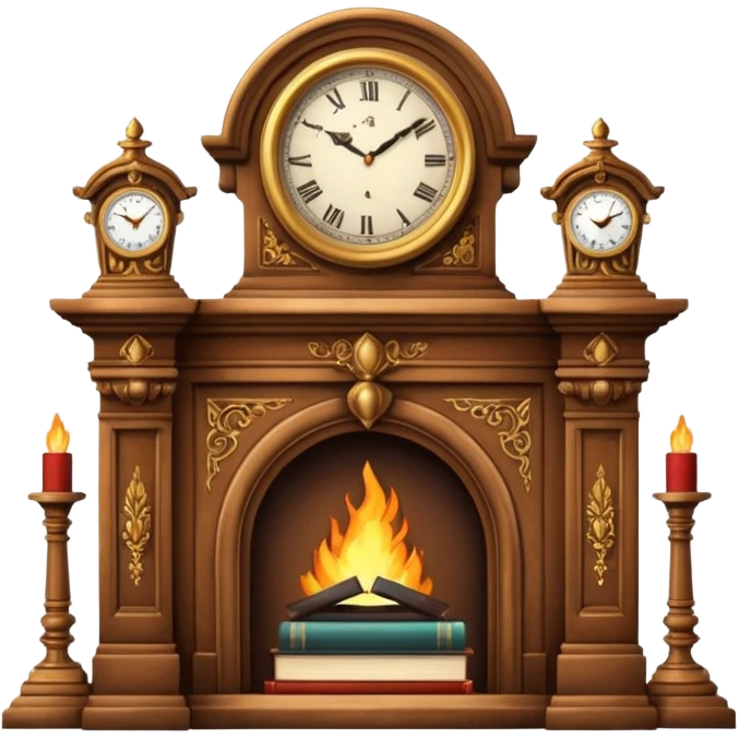 Vintage academia fireplace mantle emoji