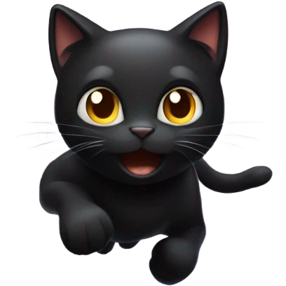 Black cat running light speed emoji