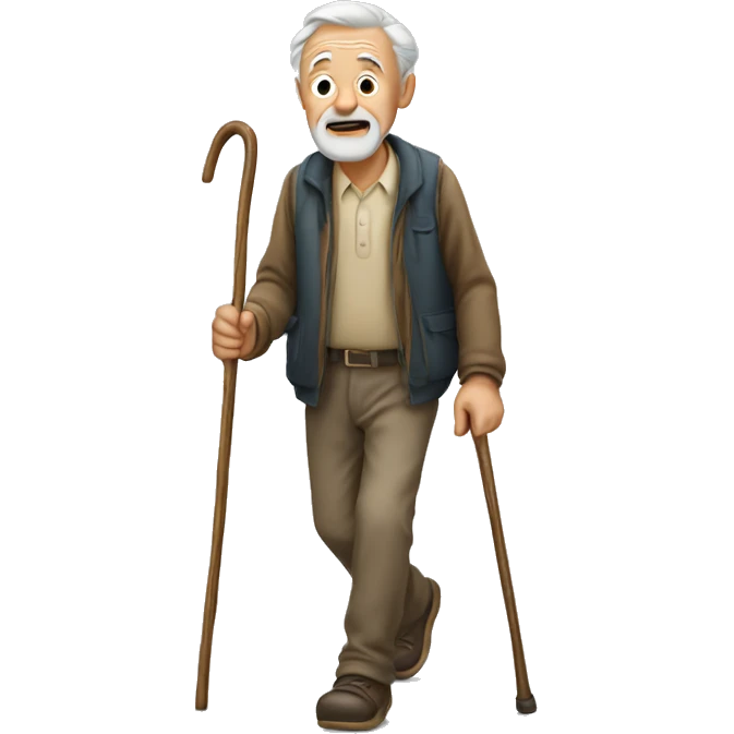 Old man walking with help of walking stick  emoji