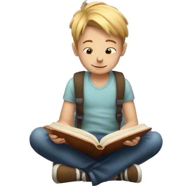 A kid reading a book emoji