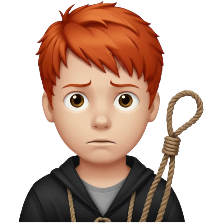 red headed boy holding a noose  emoji