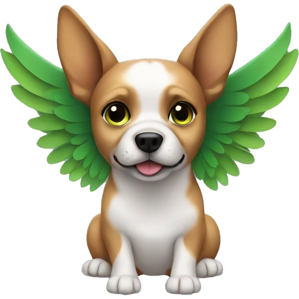 Dog with green wings emoji