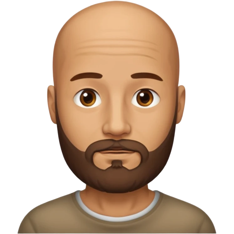 men without winkles with beard almost bald, slim emoji
