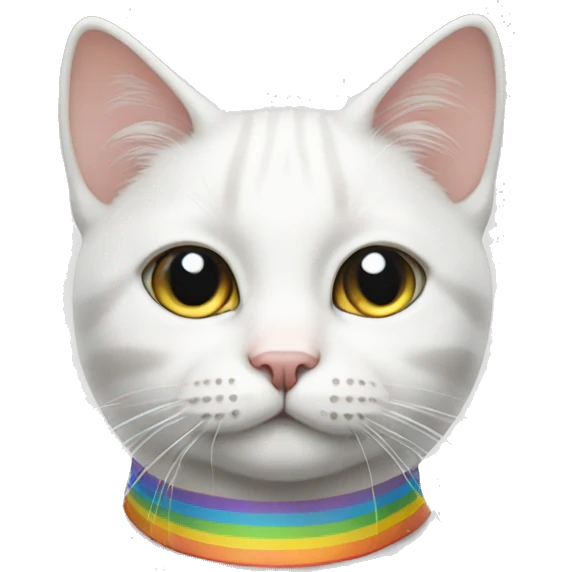 white cat with rainbow stripes emoji