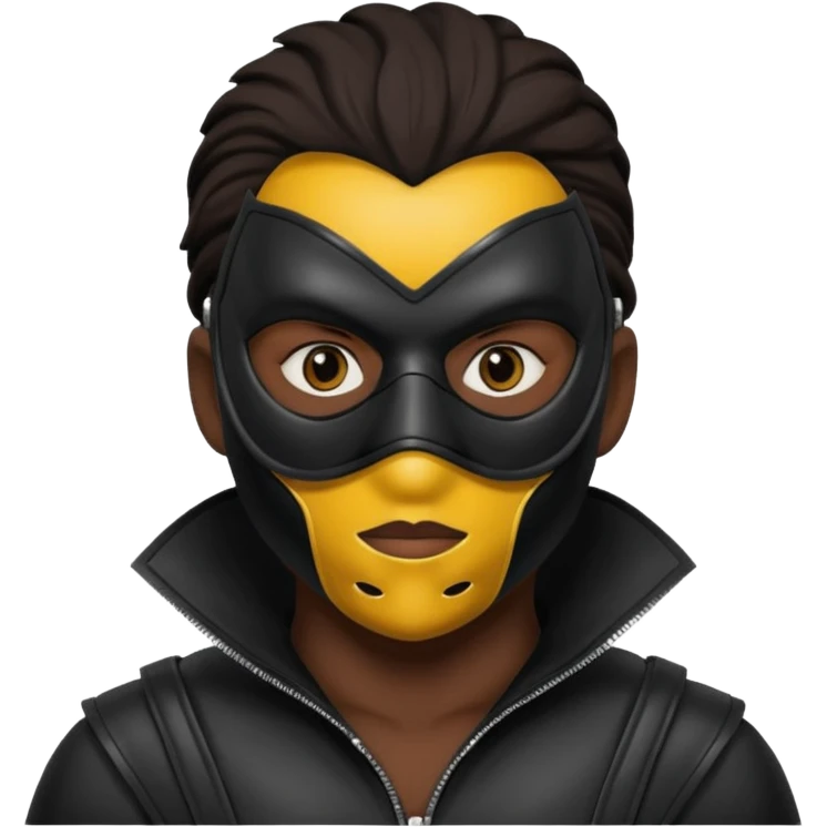 bdsm slave black leather fullhead mask, no metallic details emoji