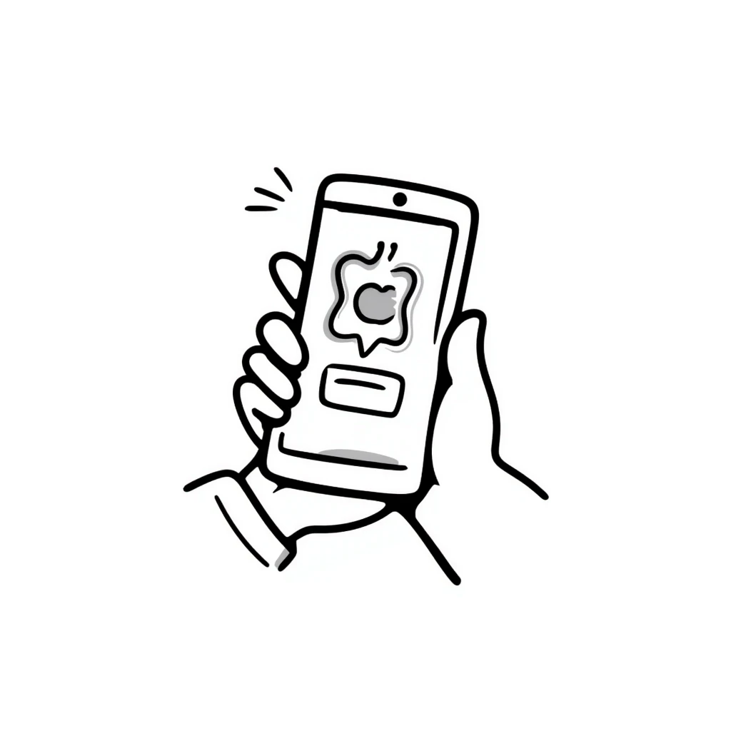 hand-drawn iPhone with apps on screen emoji