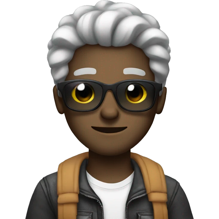 Cute guy with sunglasses on with smoke grey hair emoji