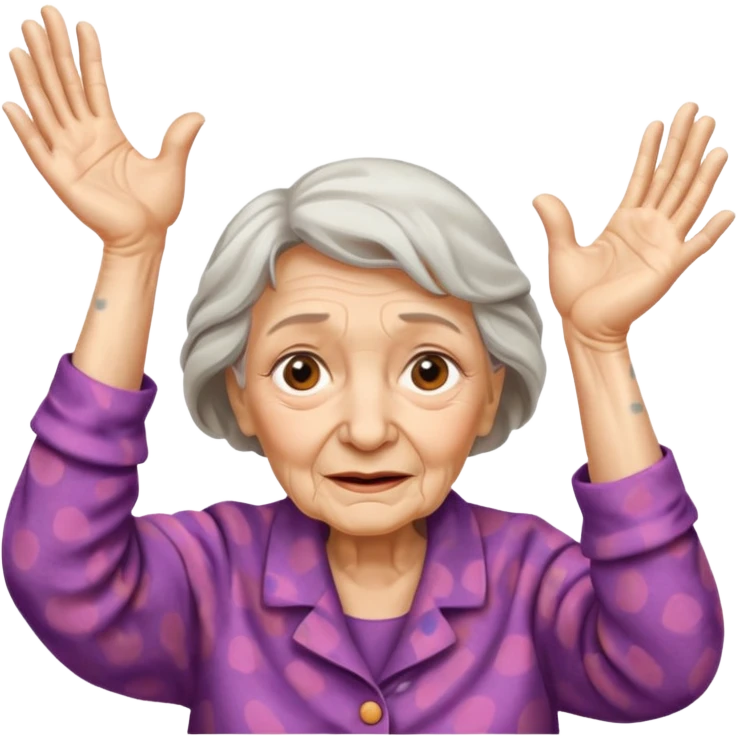 Old lady hands up raise the roof emoji