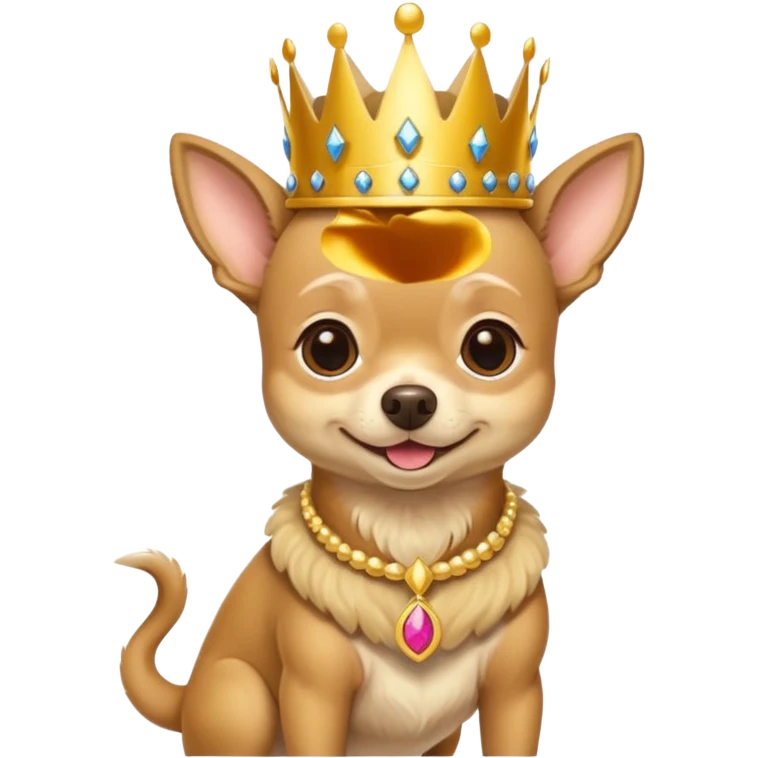 Perro chihuahua color camel con ropa de Rey. emoji