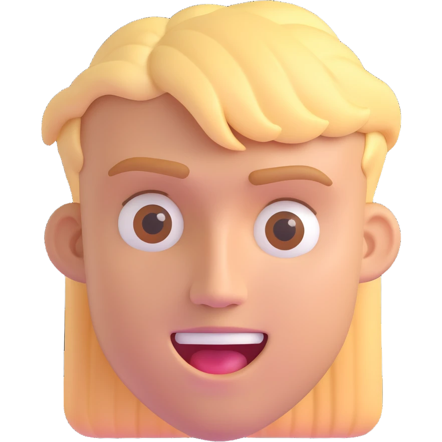 jake paul emoji, blonde hair, brown eyes, energetic expression emoji