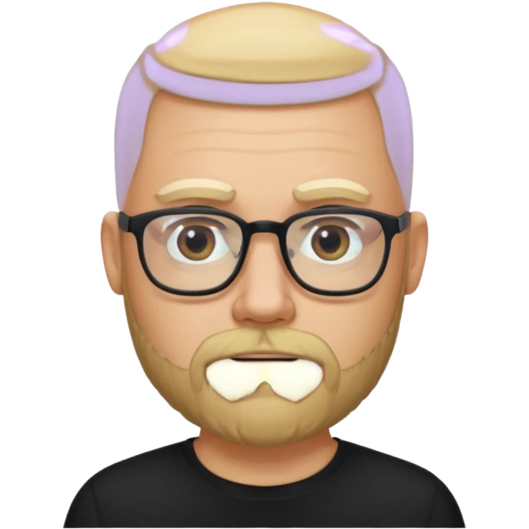 bald blonde bearded man with eyeglasses with black shirt emoji