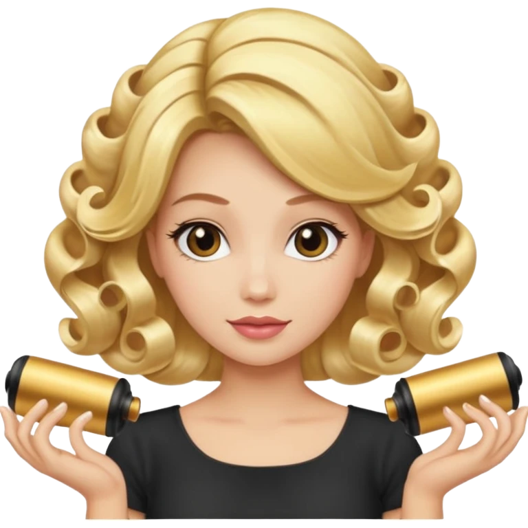 hair with golden hair rollers emoji