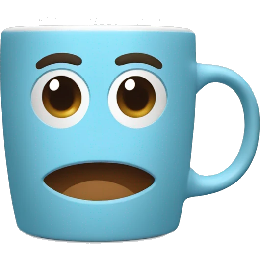 A coffe mug with a baby blue color cover emoji