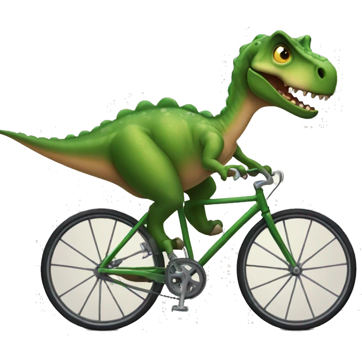 Dino on bicycle pointing emoji