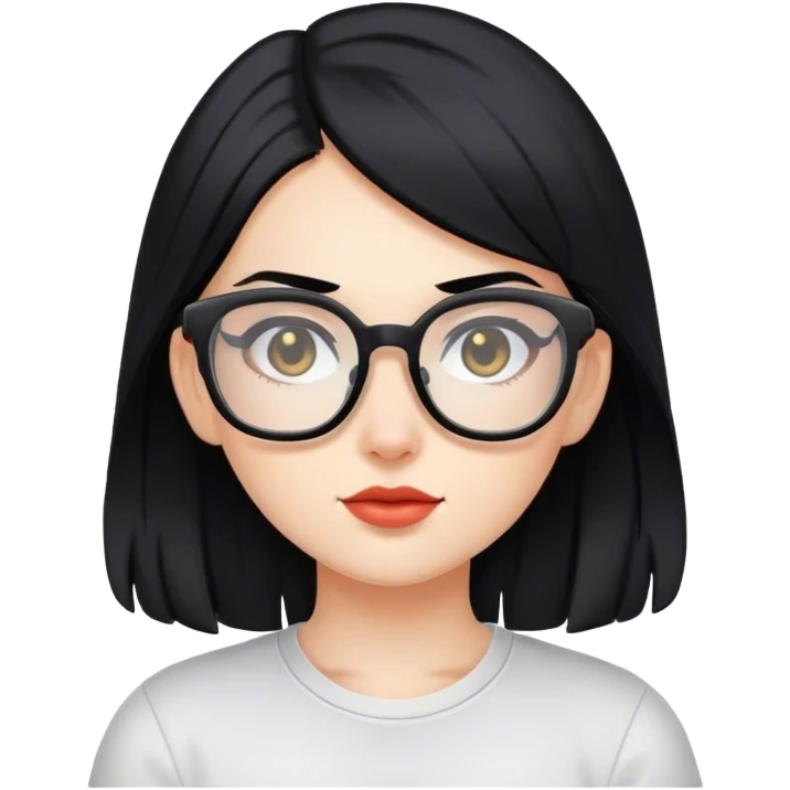 gamer girl with black hair and glasses emoji