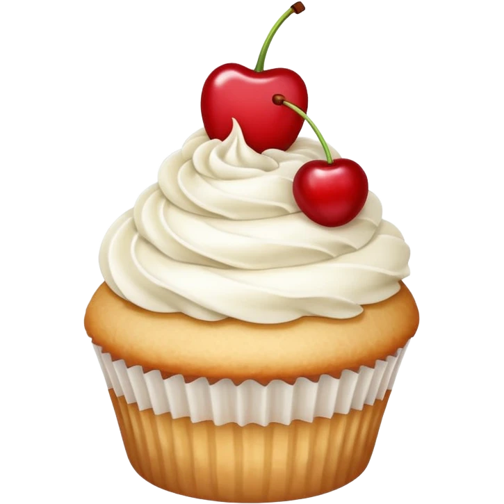 vanilla cupcake with a cherry on top emoji