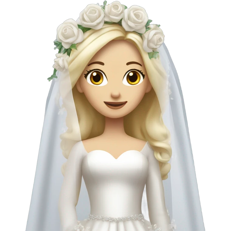 Blonde bride white veil and long-sleeve 3D flower embellished gown emoji