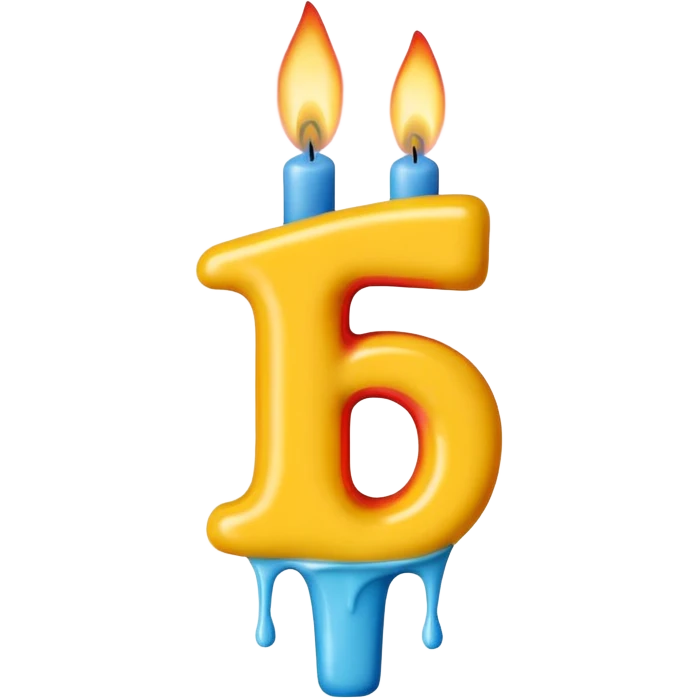 Birthday candles with the shape of the number 15 emoji