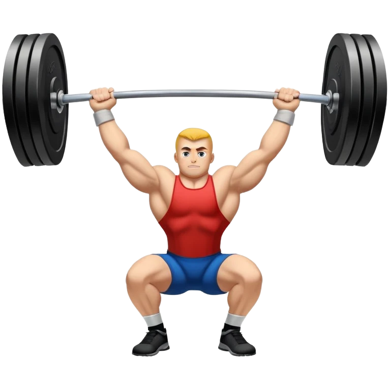 An emblem symbolizing powerlifting, featuring a bold barbell at the center, with strong, muscular arms lifting the barbell. The design is dynamic and powerful, using sharp lines and bold text. The background is minimal, ensuring the focus stays on the emblem. emoji