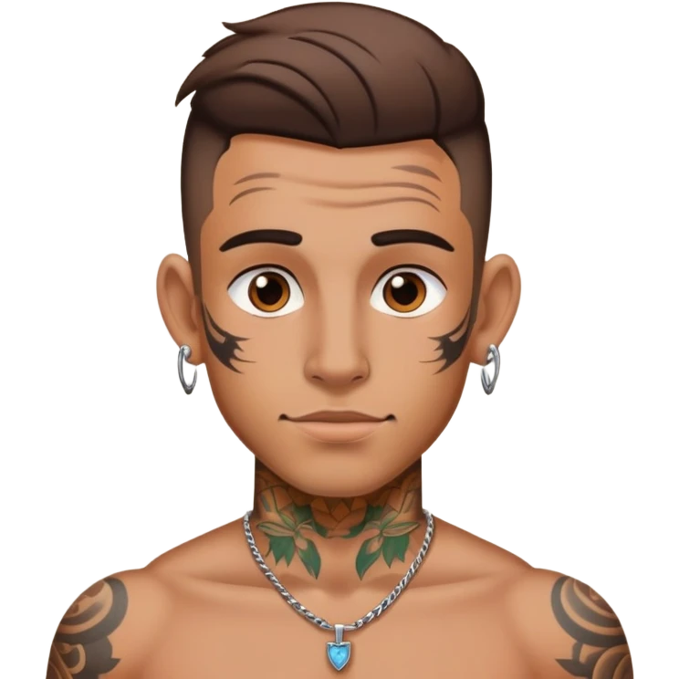 A guy with tattoos and ear piercings  emoji