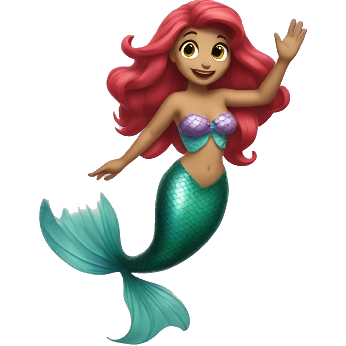 ariel mermaid waving emoji