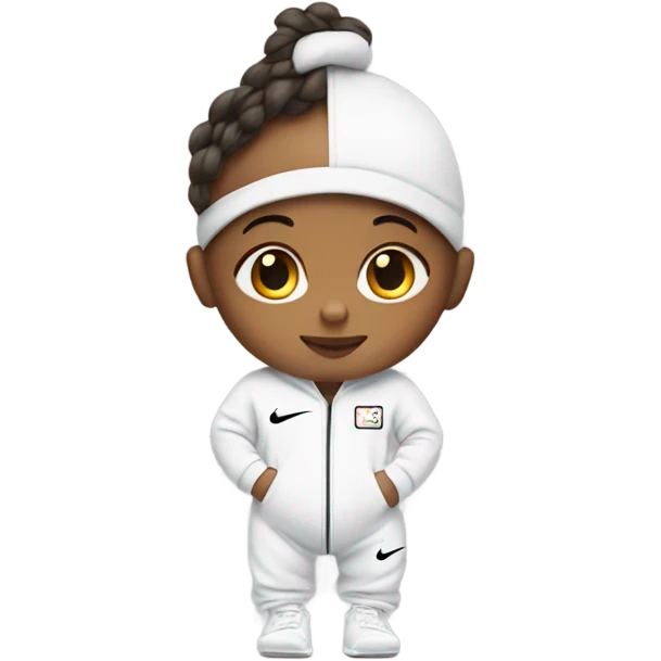 Baby wearing a jumpsuit from Nike emoji