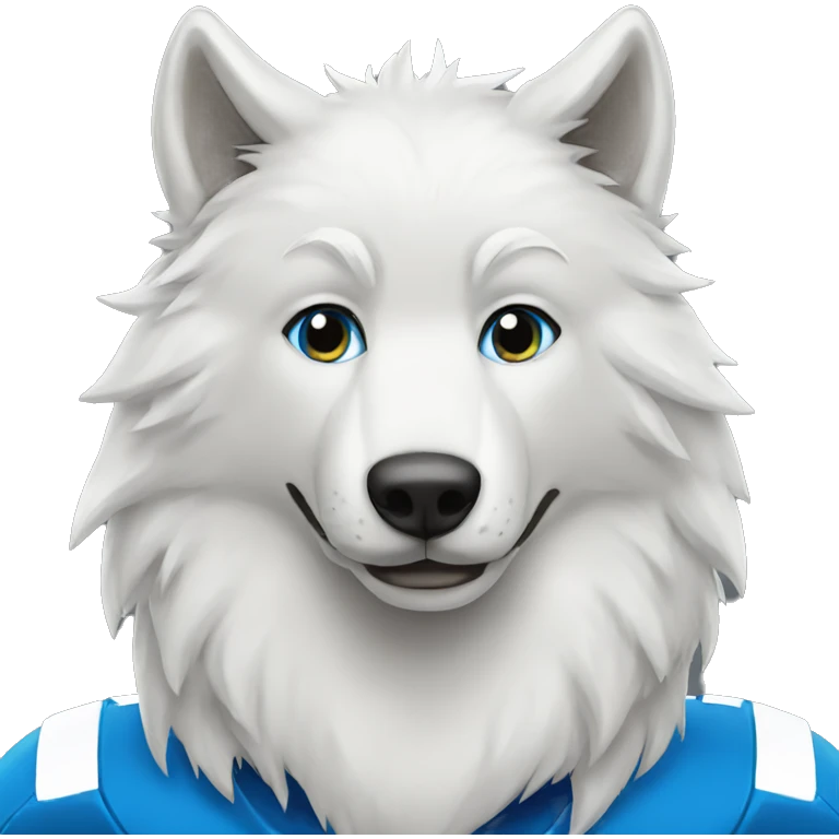 White wolf blue eyes football on Head  emoji