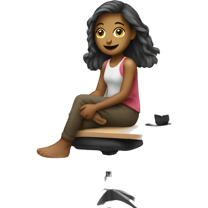 Girl sitting on desk emoji