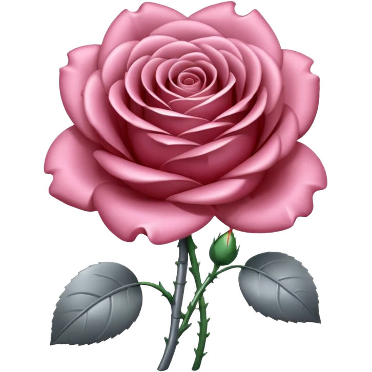 gray metal chrome rose, without green leaves, just flower emoji