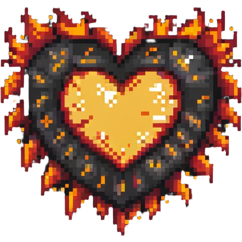Passionate heart with flames and sparkles emoji