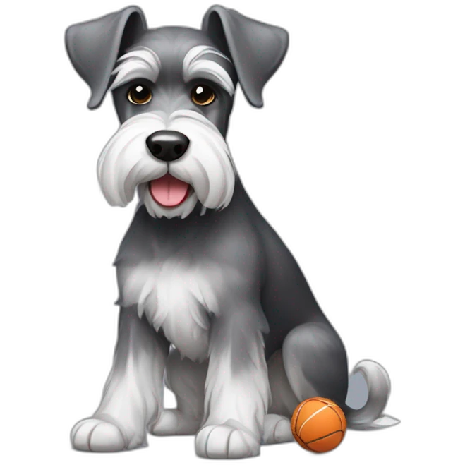 Schnauzer with small ball in mouth emoji