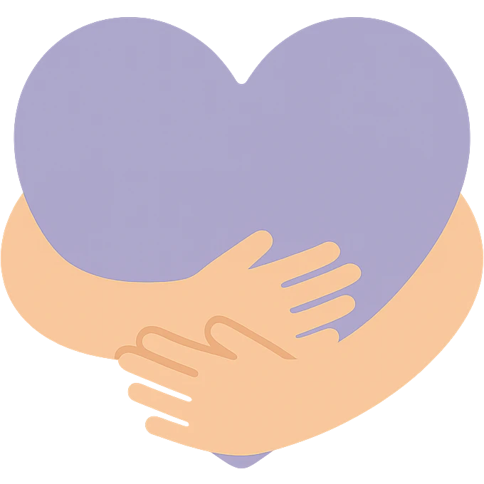 Arms hug a dull purple heart emoji
